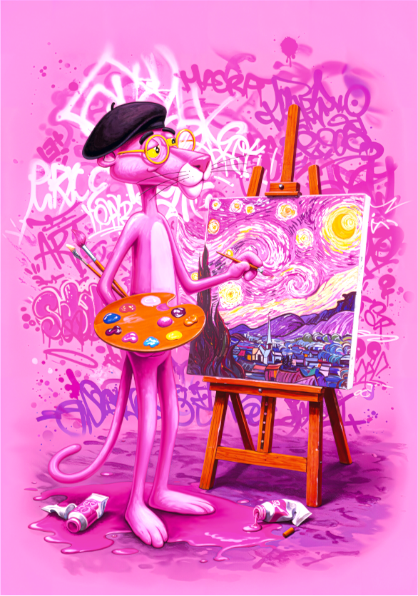 Pink Étoiles: Panther en Plein Air