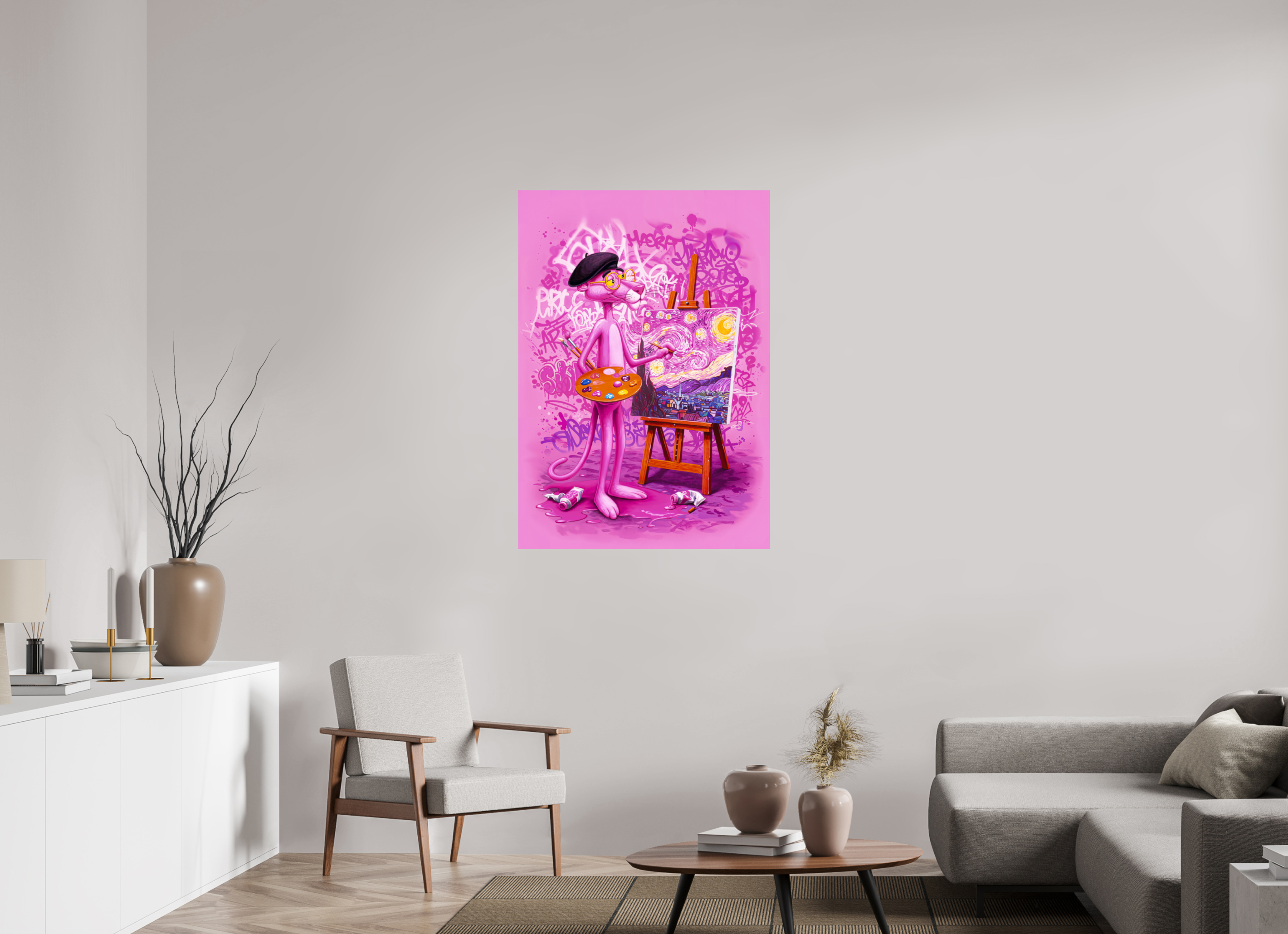 Pink Étoiles: Panther en Plein Air