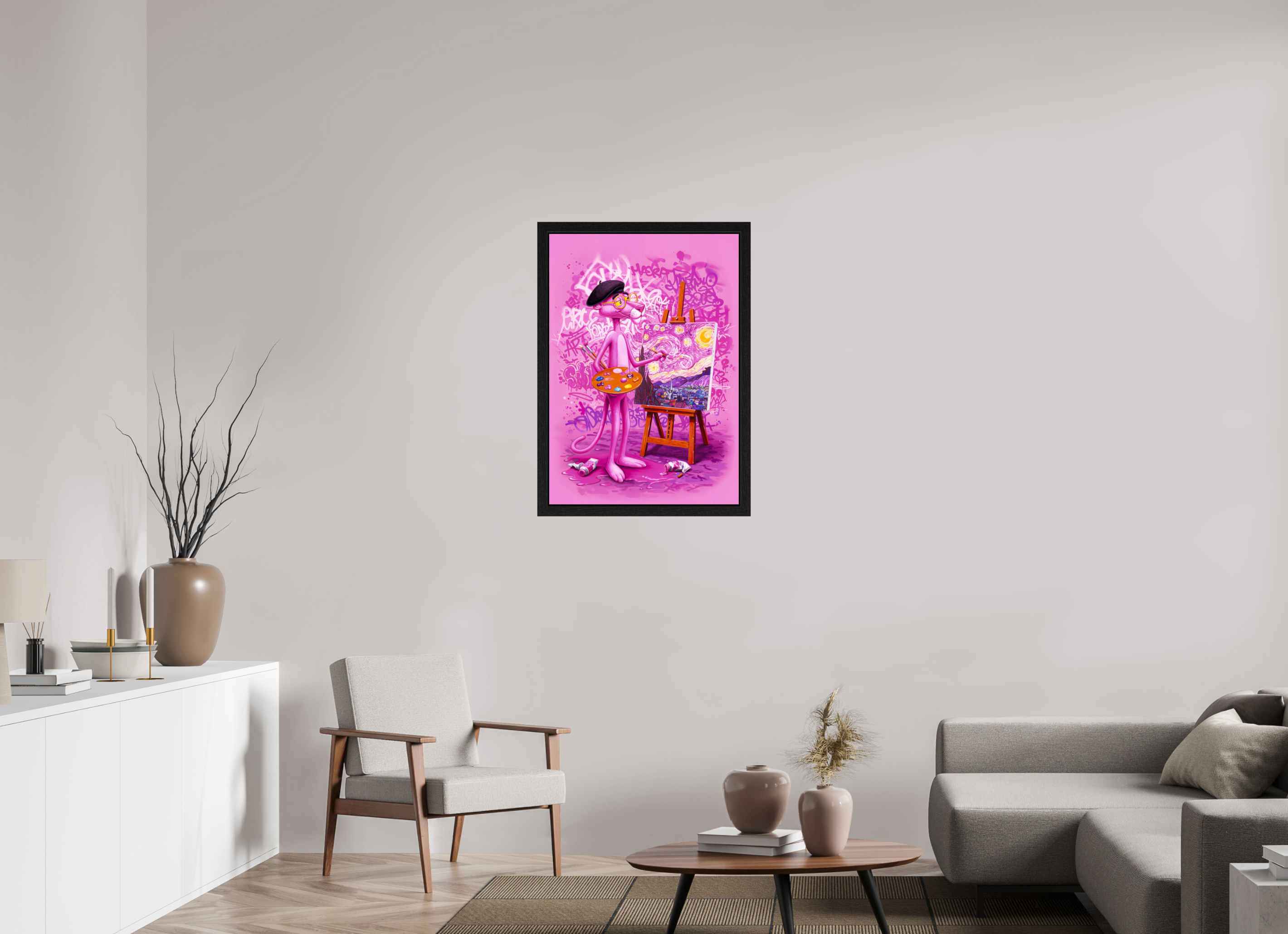 Pink Étoiles: Panther en Plein Air
