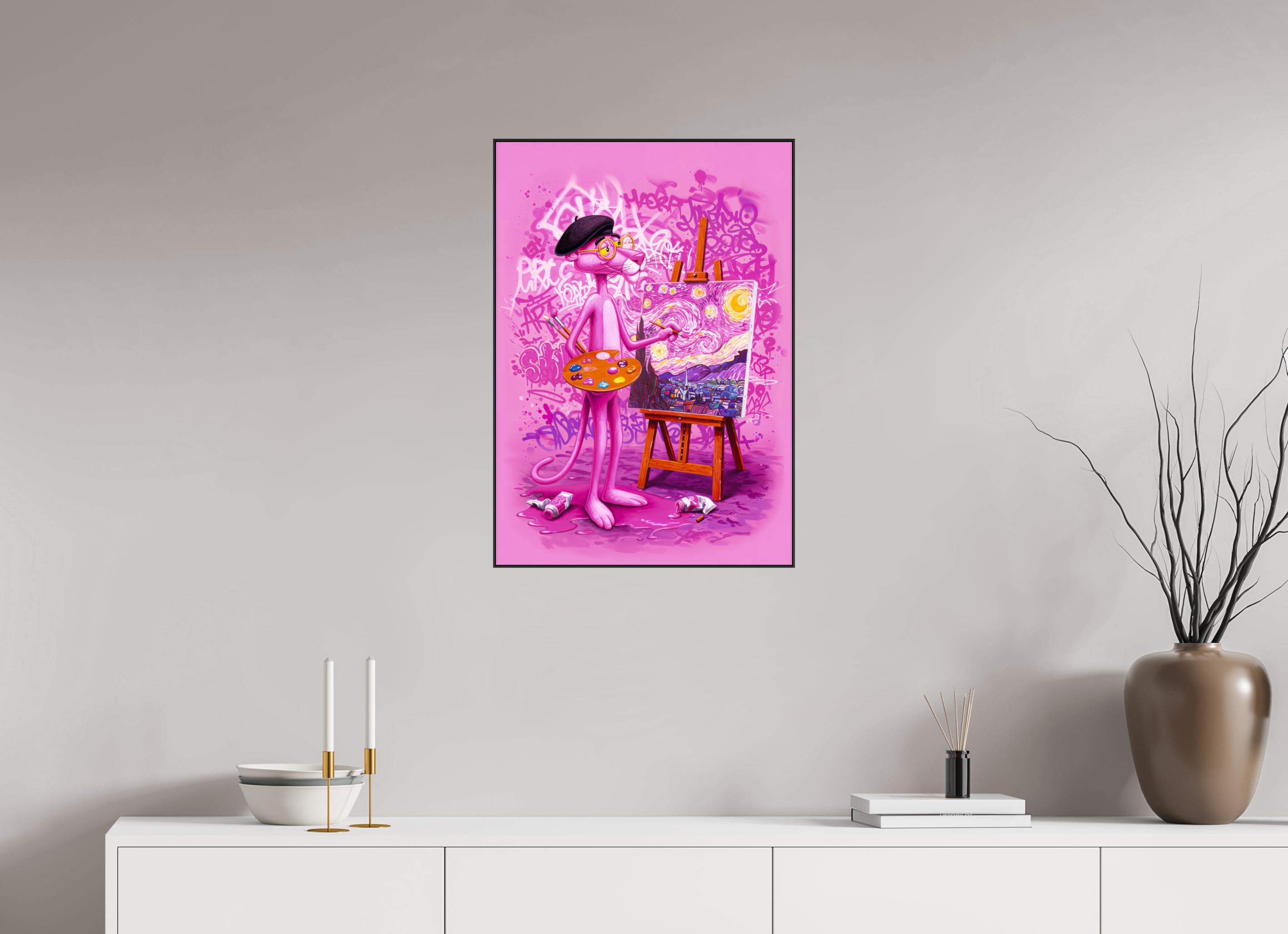 Pink Étoiles: Panther en Plein Air