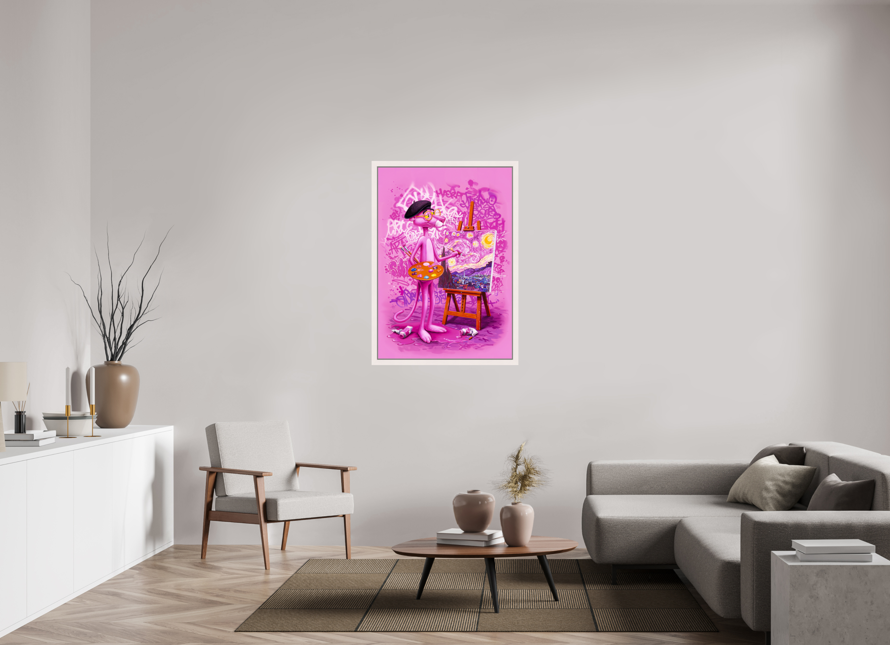 Pink Étoiles: Panther en Plein Air