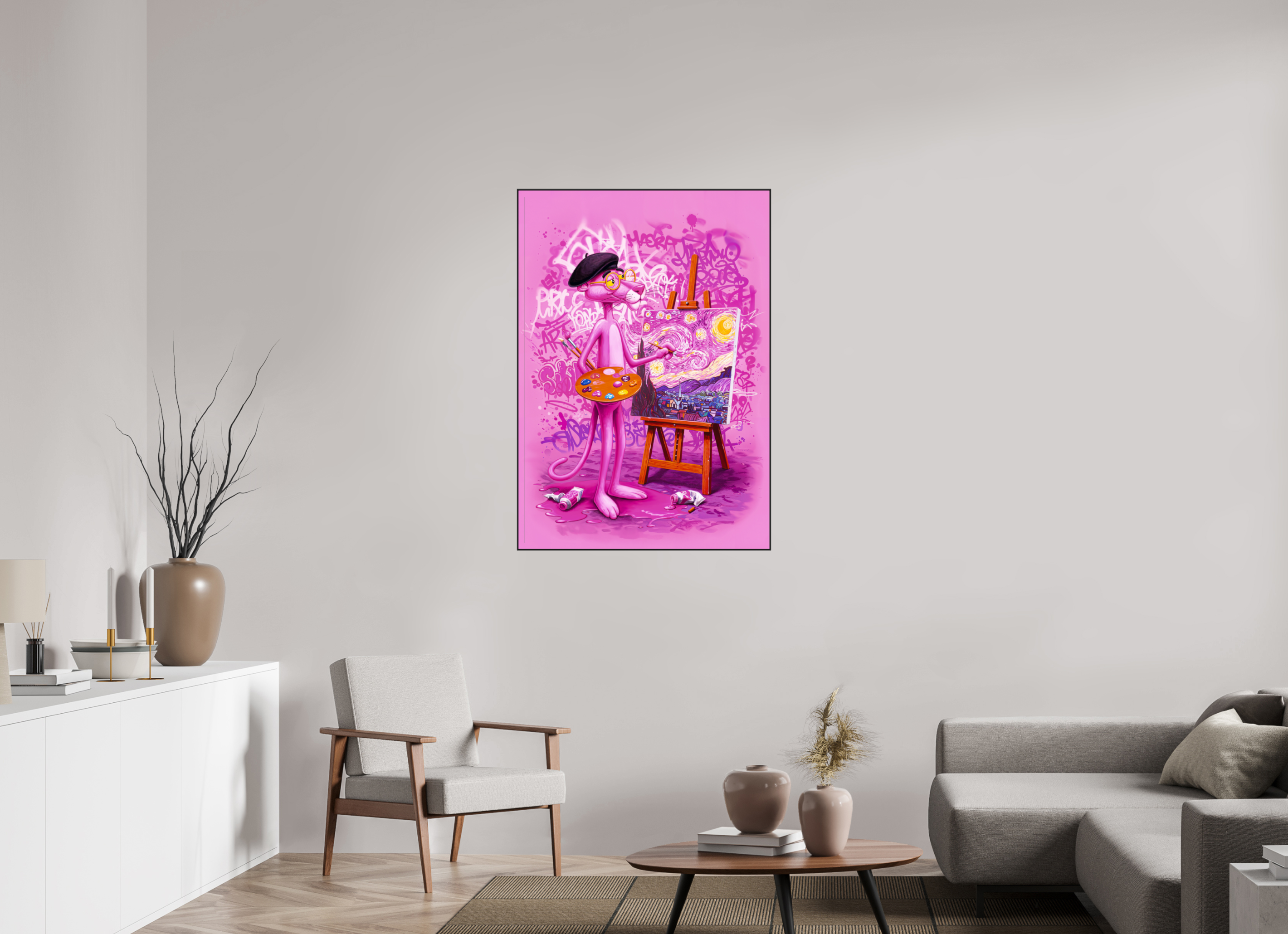 Pink Étoiles: Panther en Plein Air