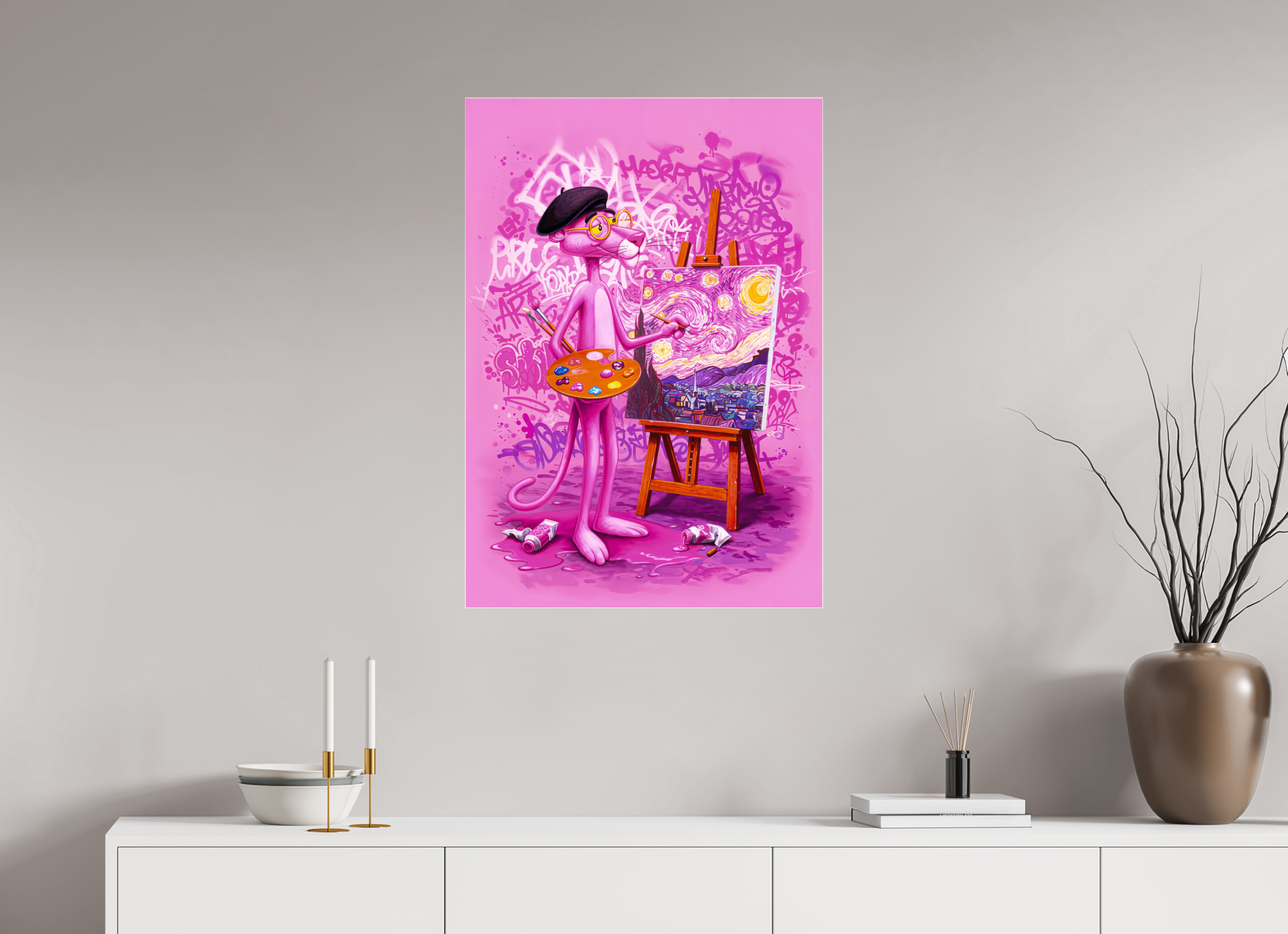 Pink Étoiles: Panther en Plein Air