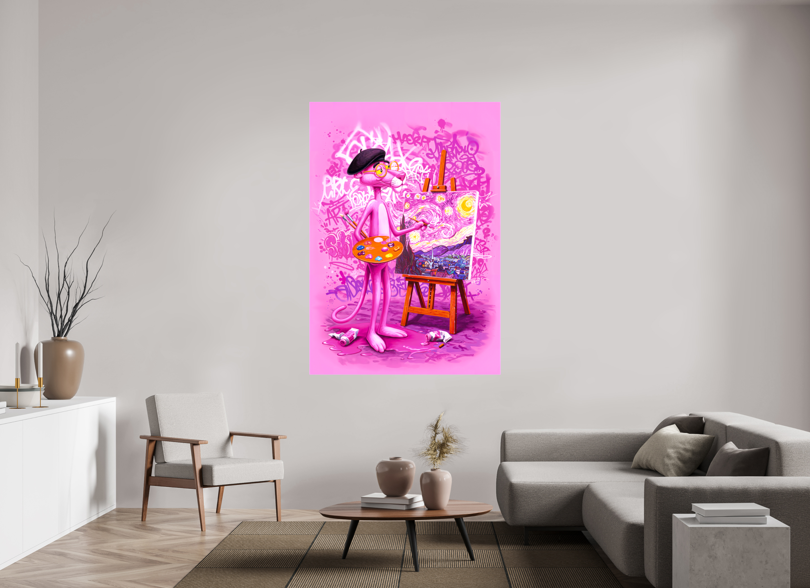 Pink Étoiles: Panther en Plein Air