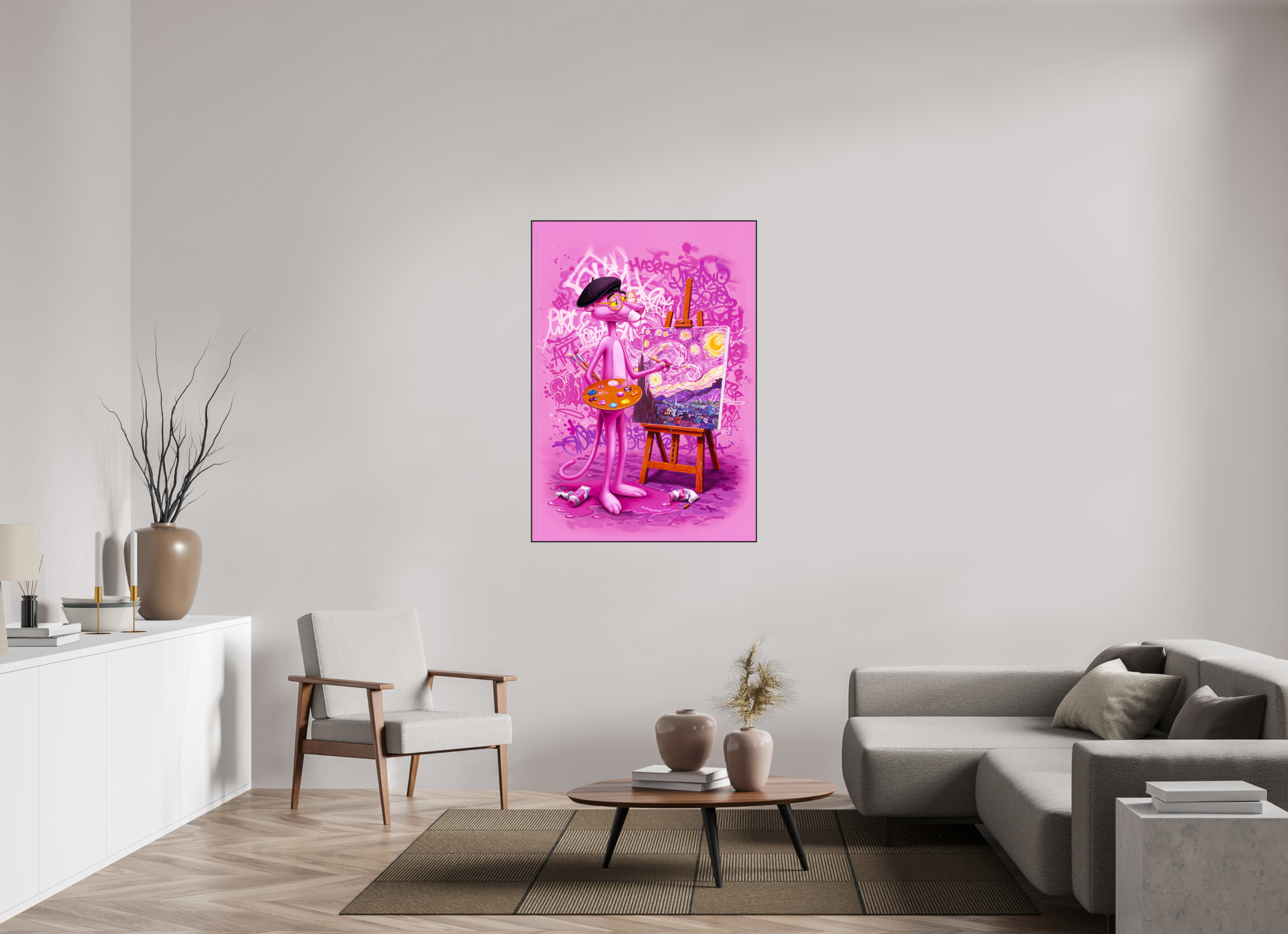 Pink Étoiles: Panther en Plein Air