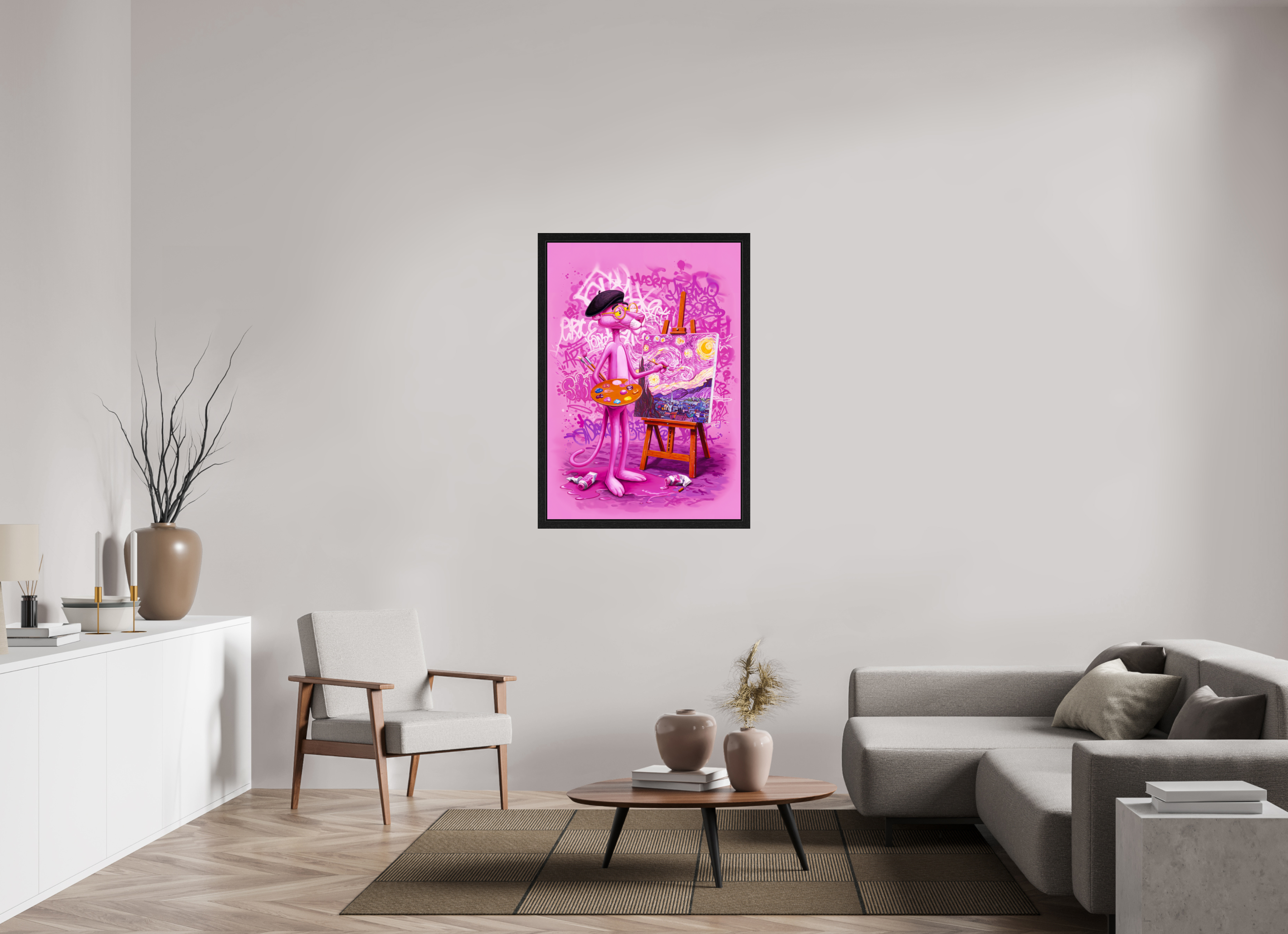 Pink Étoiles: Panther en Plein Air