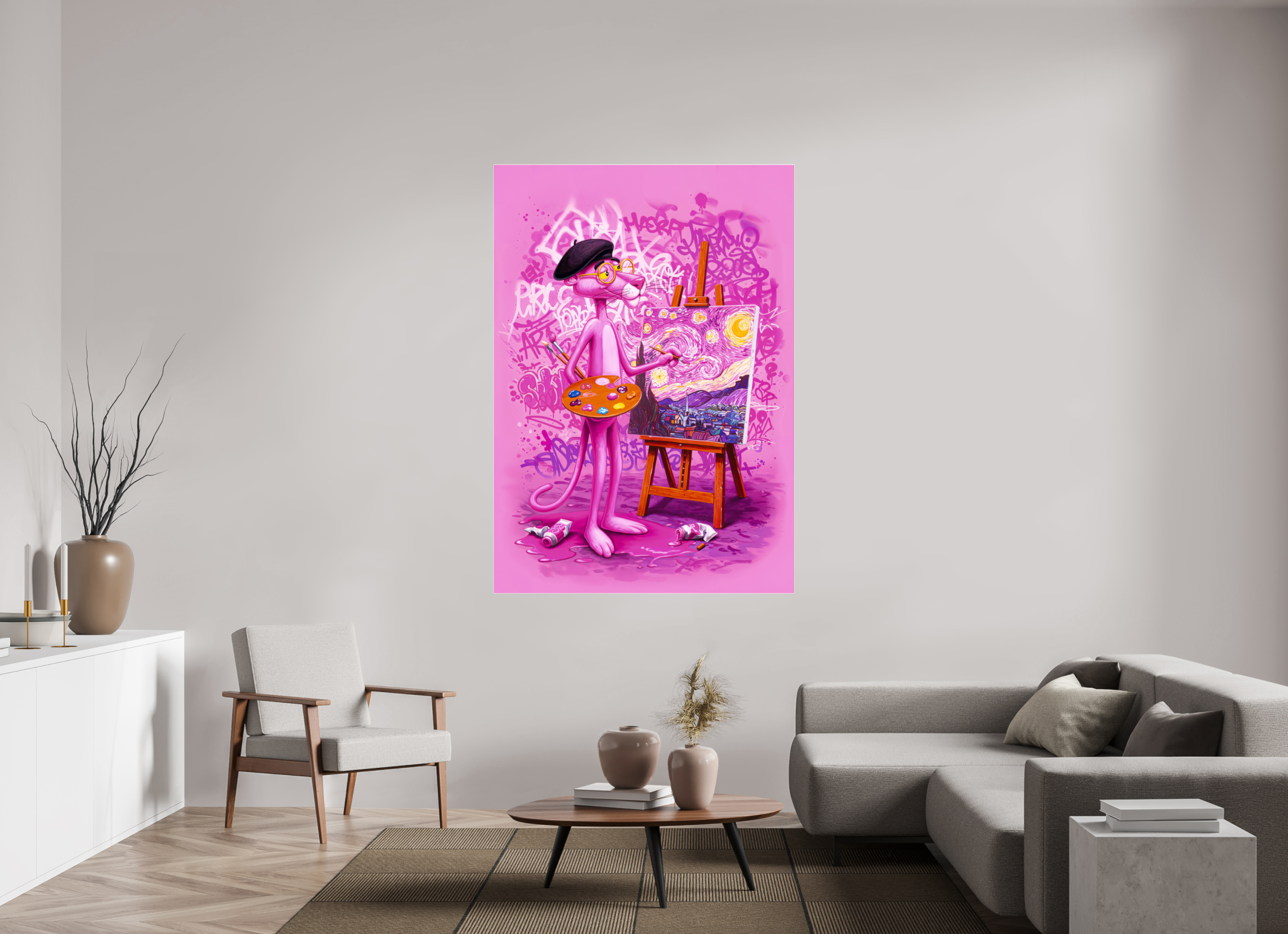 Pink Étoiles: Panther en Plein Air