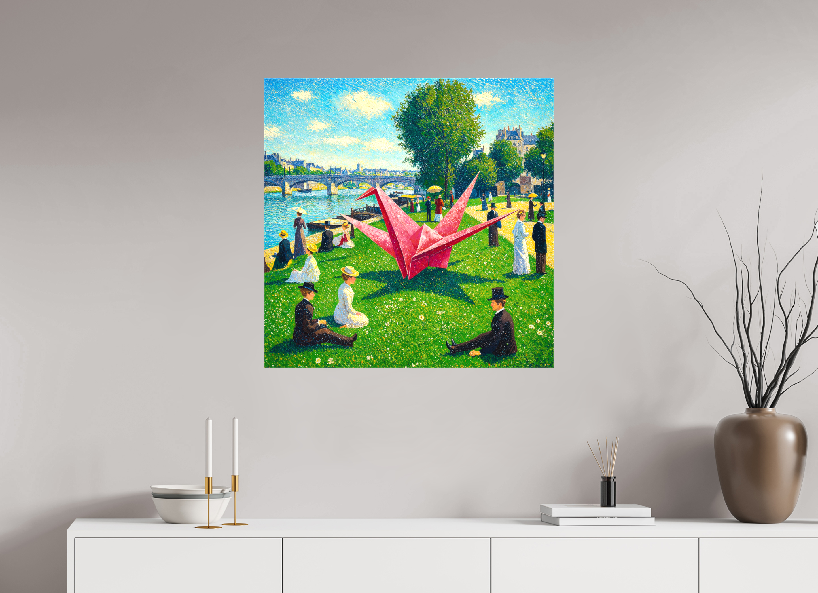 Pointillist Crane: Seine Daydream