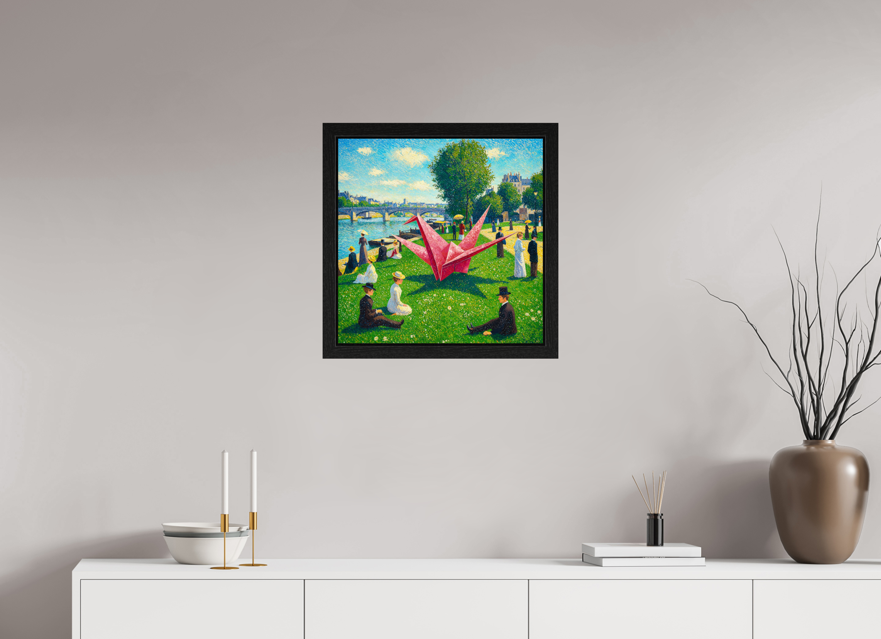 Pointillist Crane: Seine Daydream