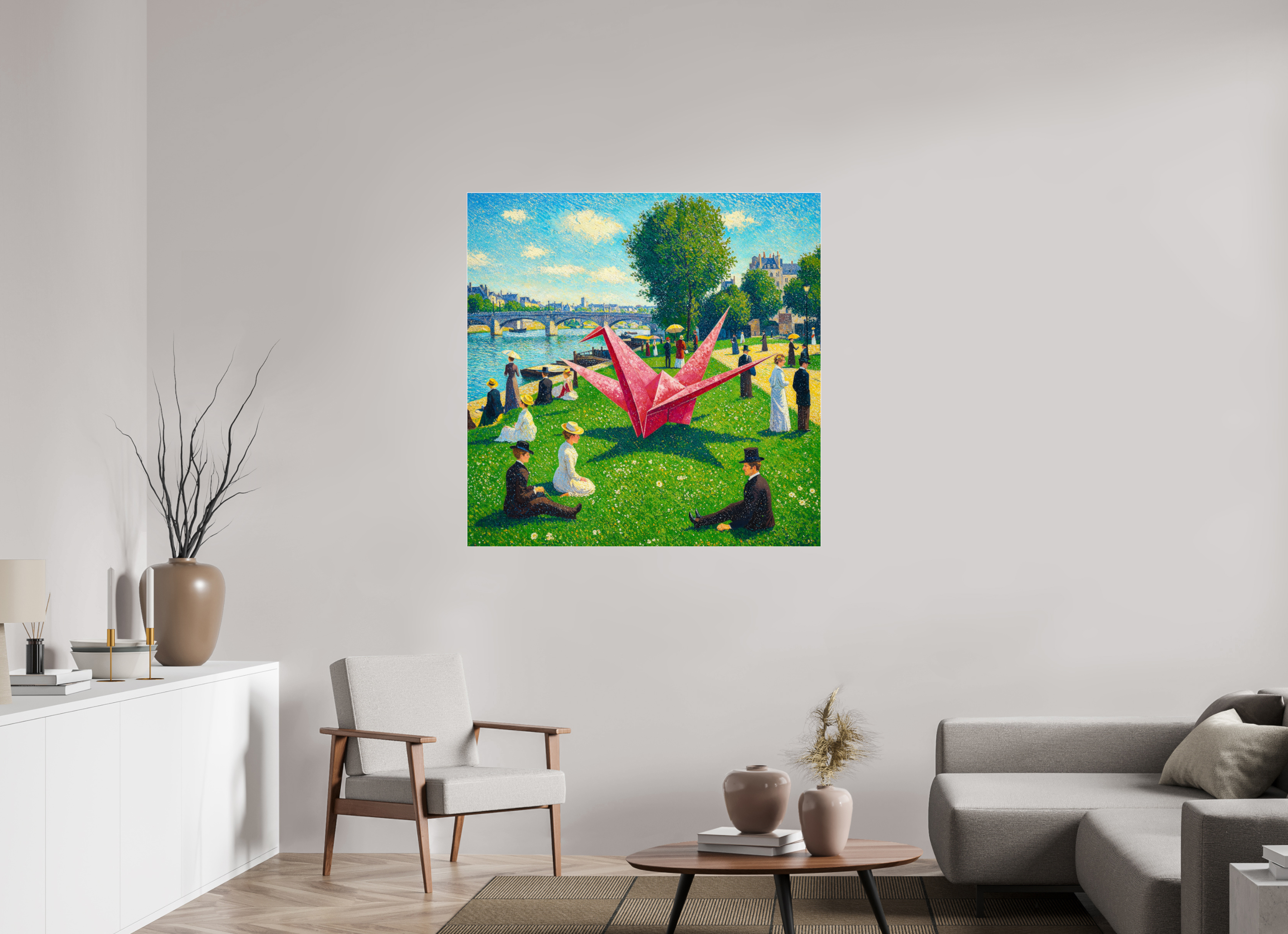 Pointillist Crane: Seine Daydream