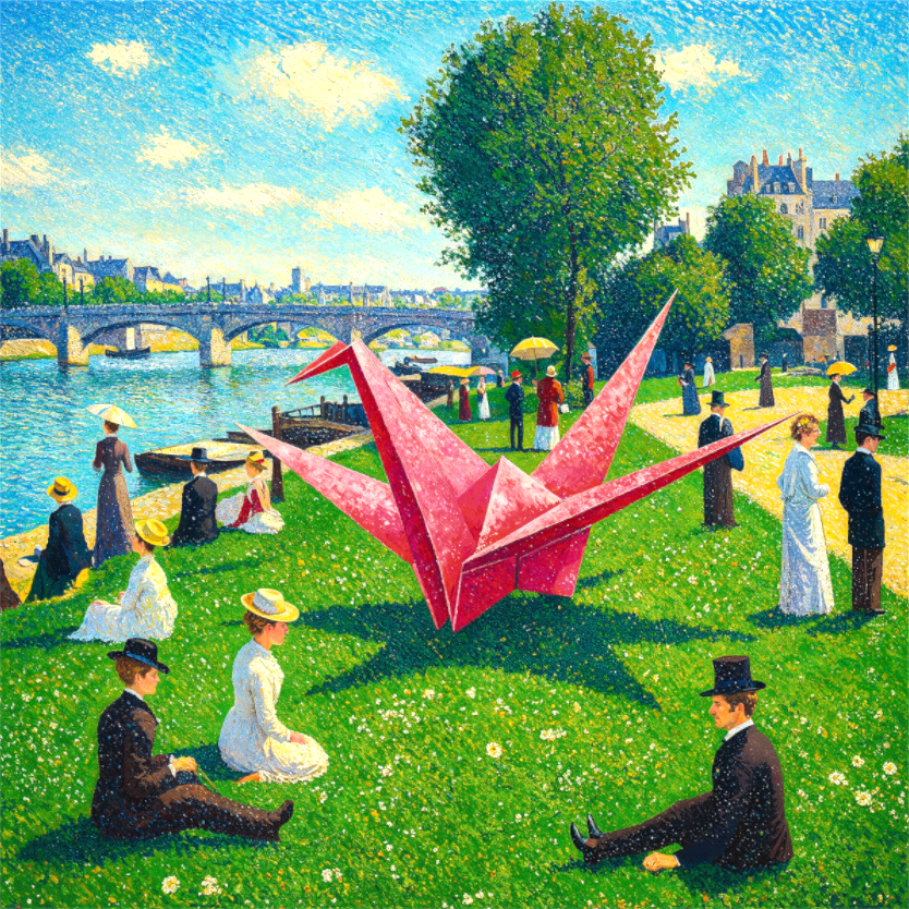 Pointillist Crane: Seine Daydream