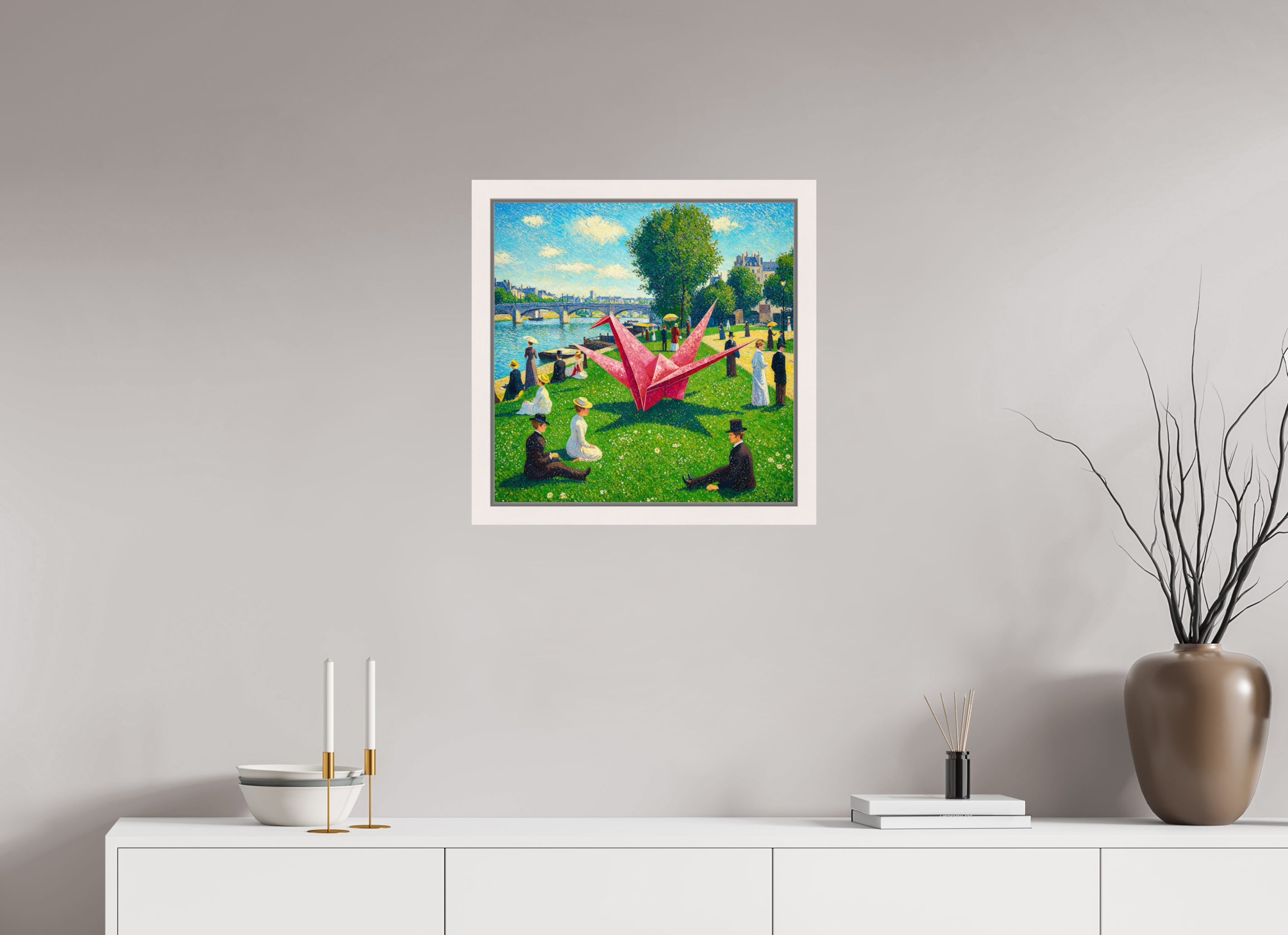 Pointillist Crane: Seine Daydream