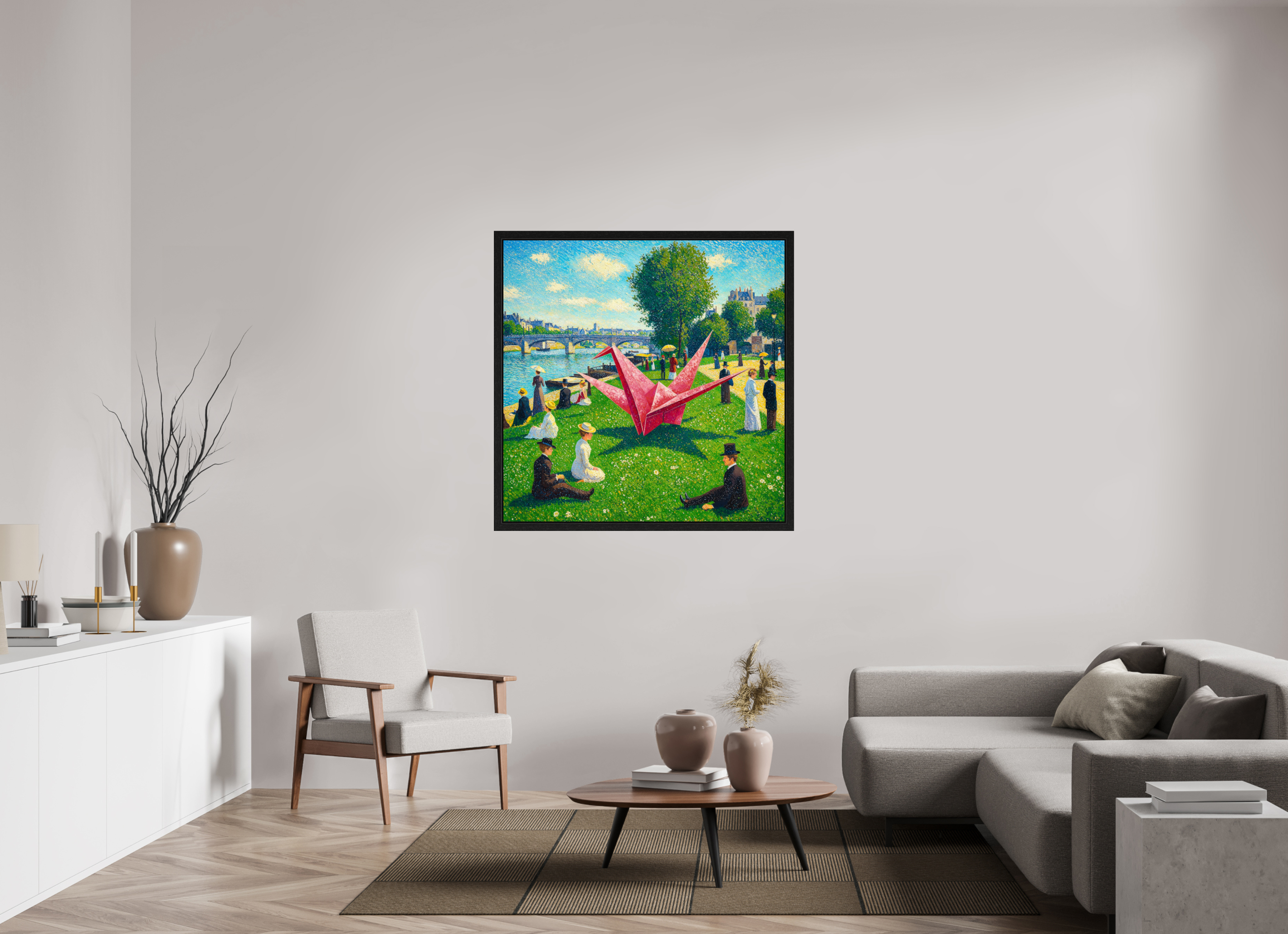 Pointillist Crane: Seine Daydream