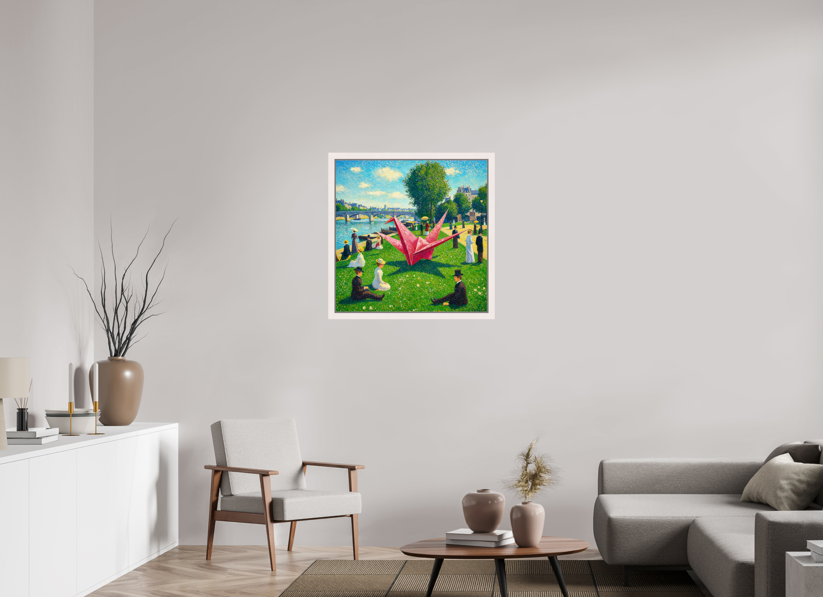 Pointillist Crane: Seine Daydream