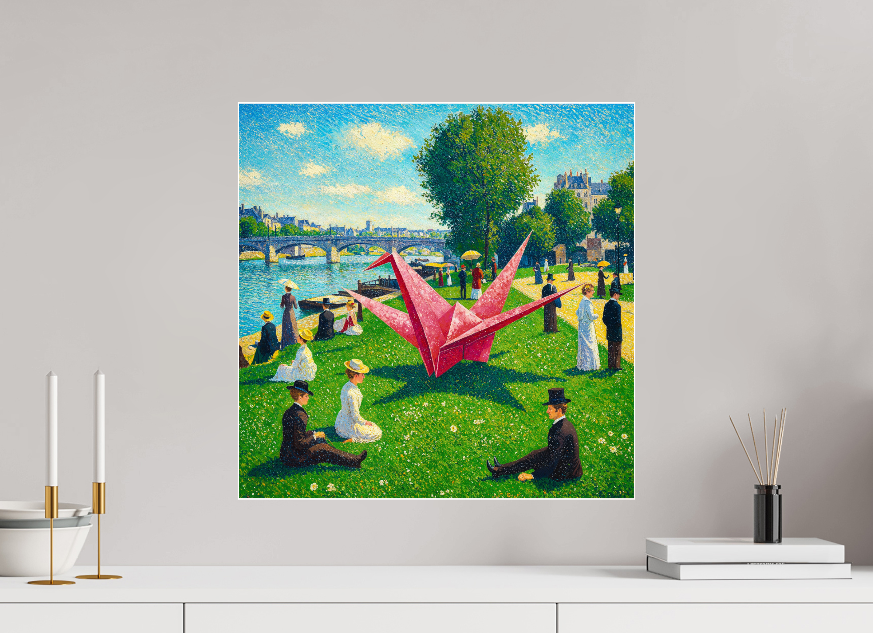 Pointillist Crane: Seine Daydream