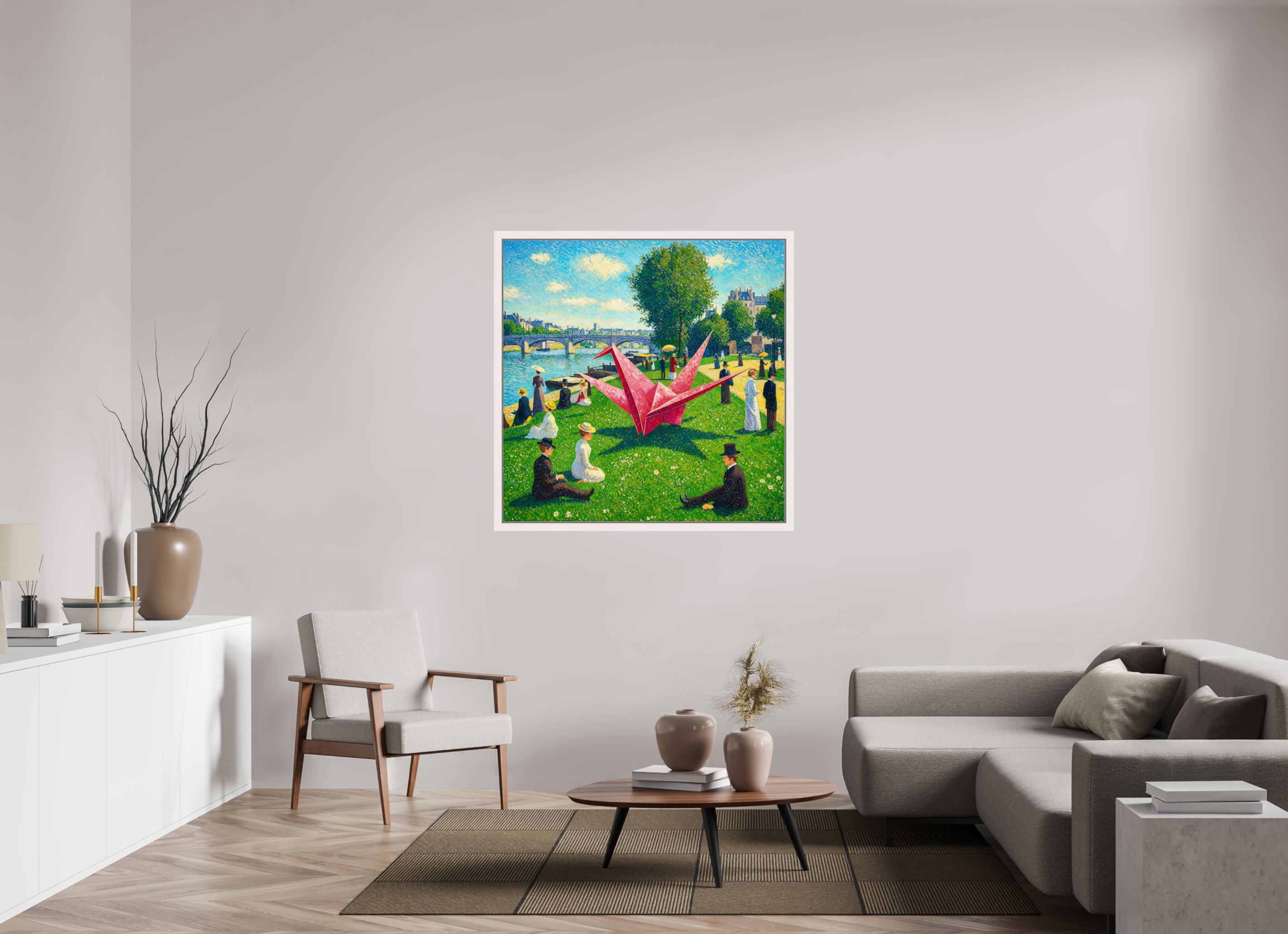 Pointillist Crane: Seine Daydream
