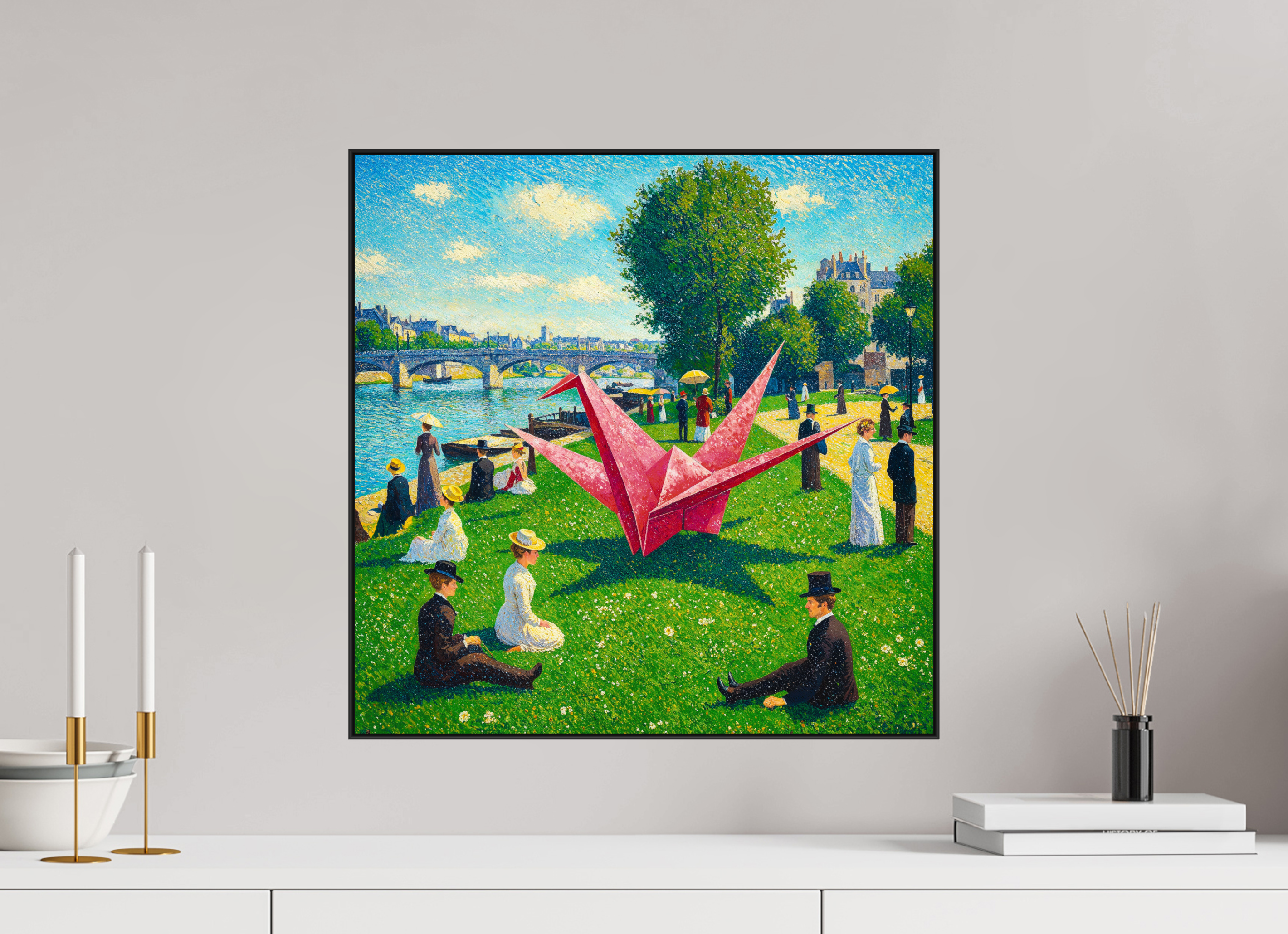 Pointillist Crane: Seine Daydream