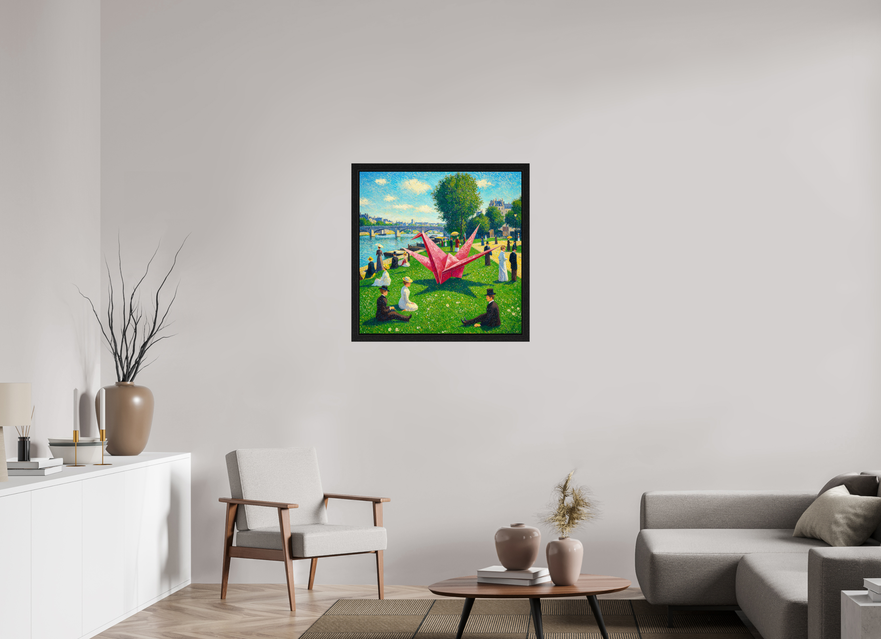 Pointillist Crane: Seine Daydream