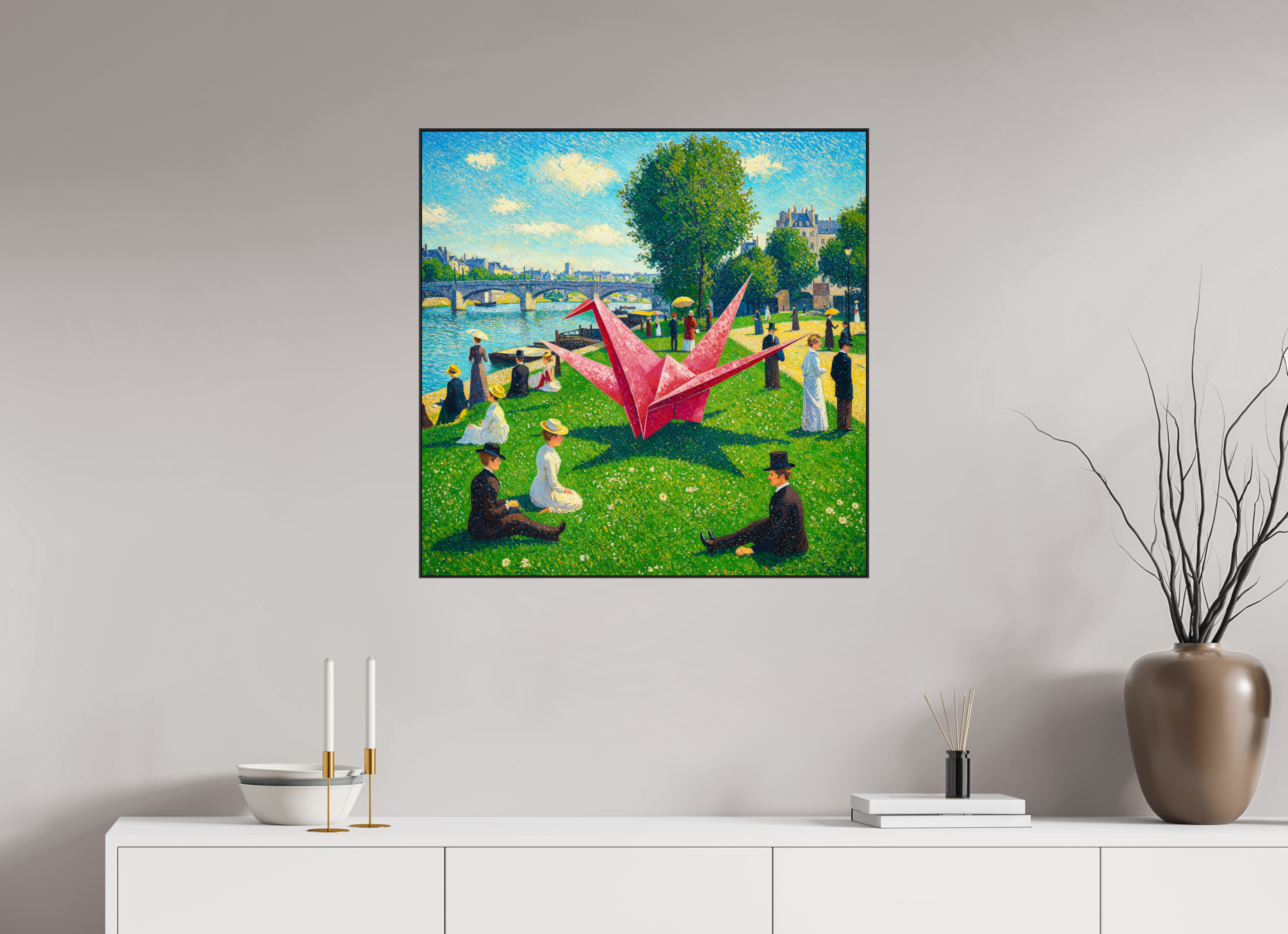 Pointillist Crane: Seine Daydream