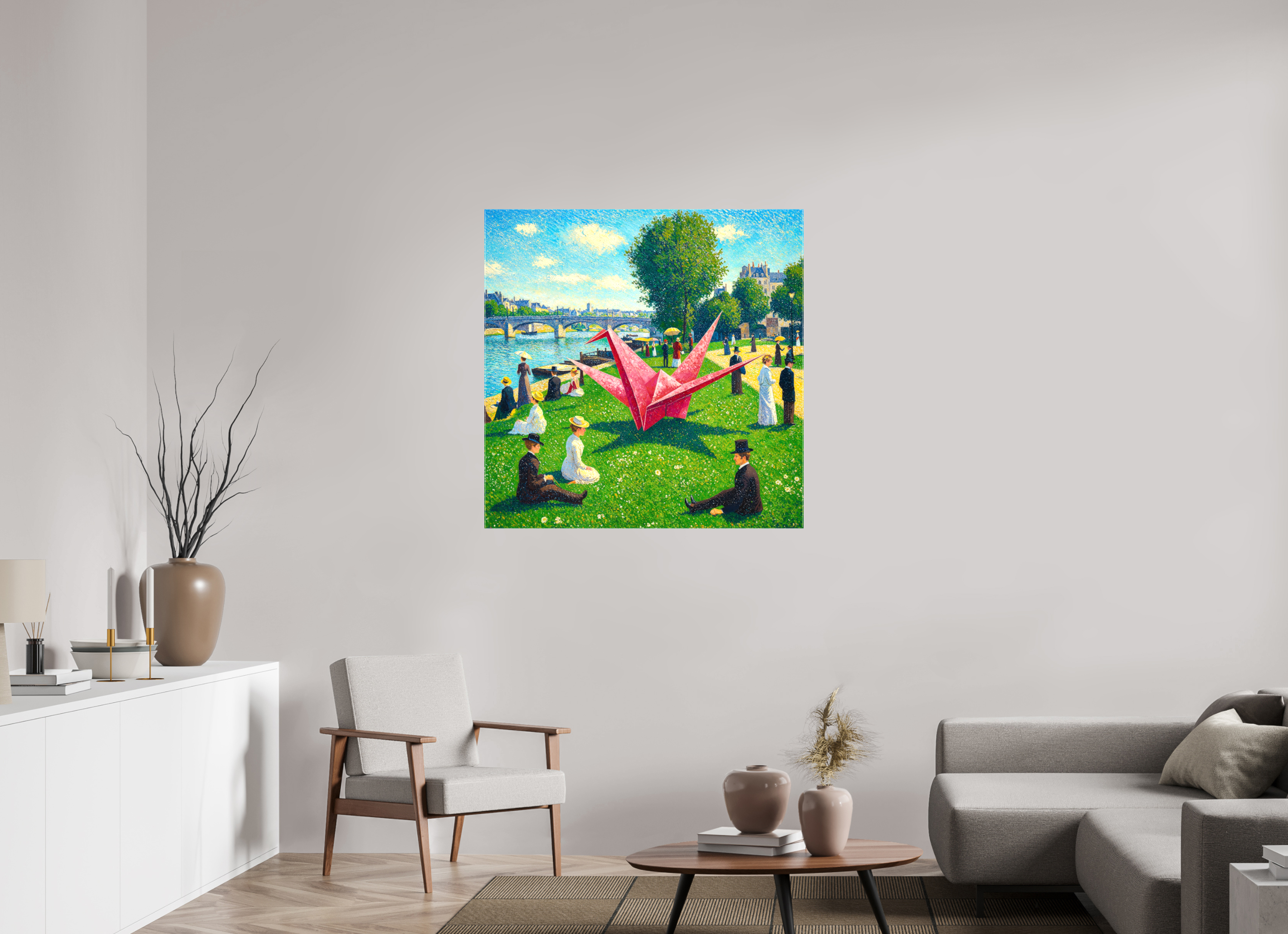 Pointillist Crane: Seine Daydream