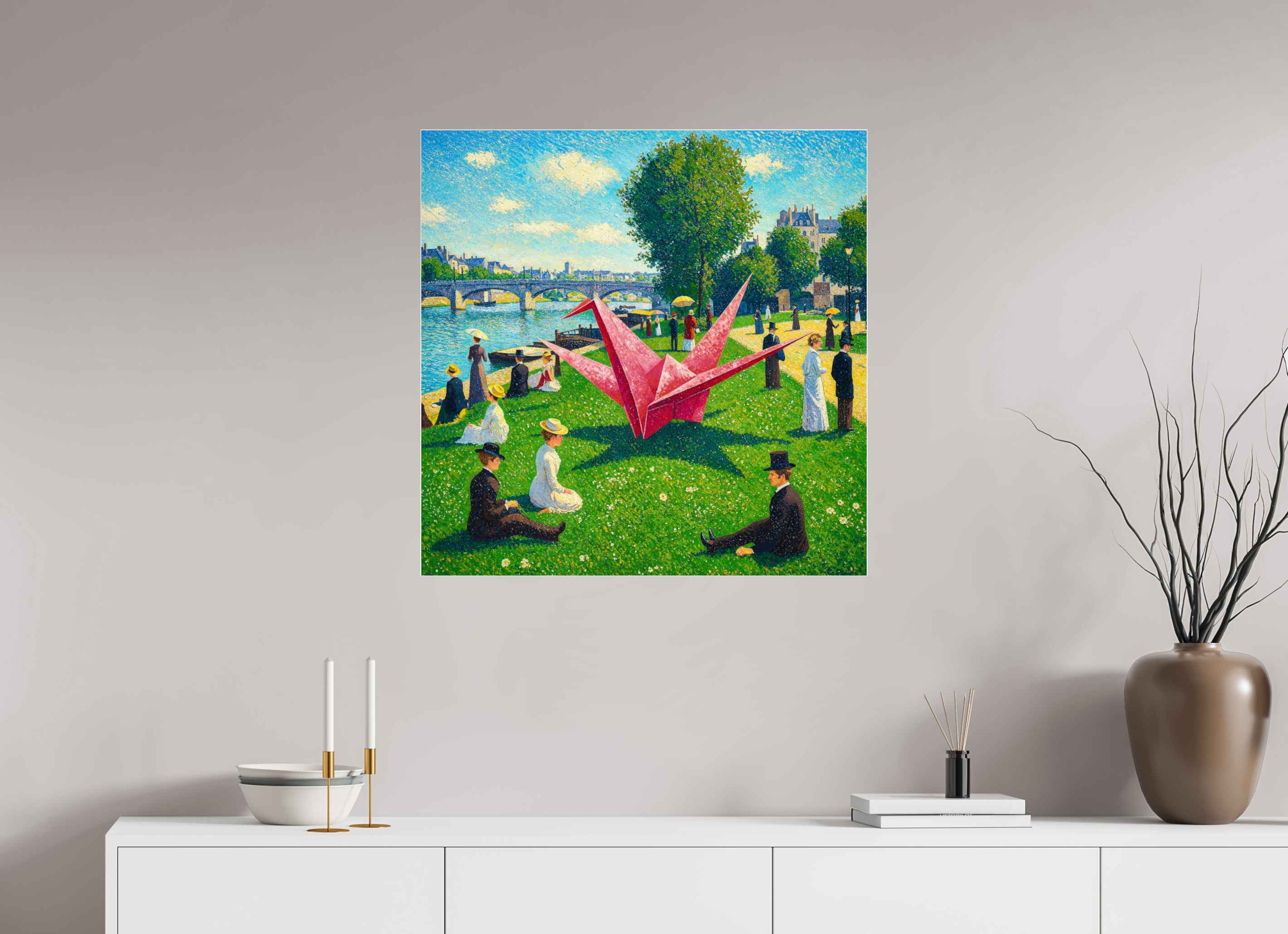Pointillist Crane: Seine Daydream