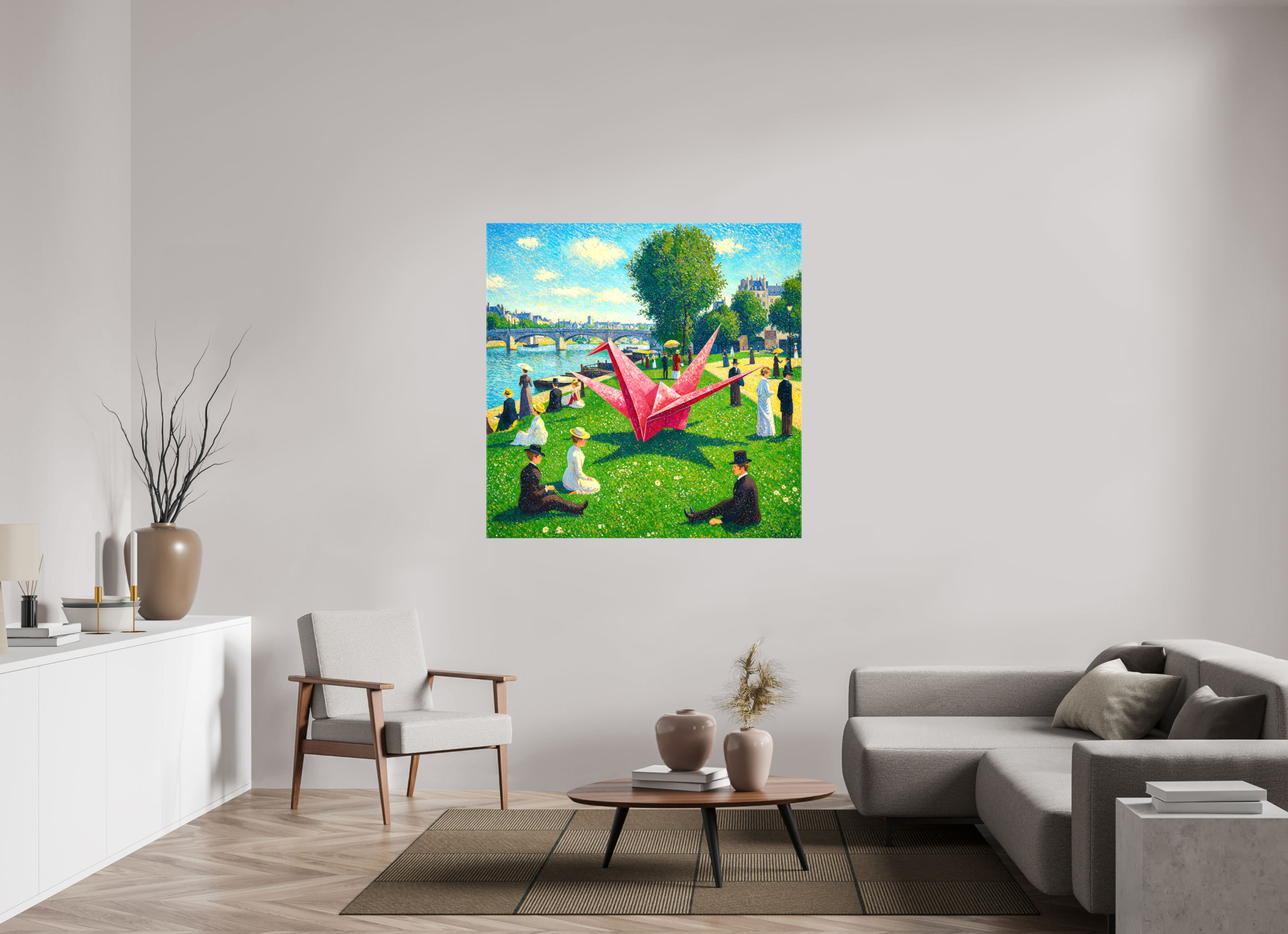 Pointillist Crane: Seine Daydream